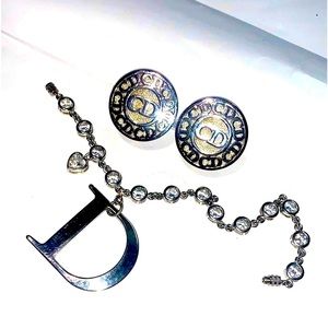 DIOR MONOGRAM SILVER CLIP EARRINGS ORIGINAL PRISTINE CONDITION VTG CD EARRINGS